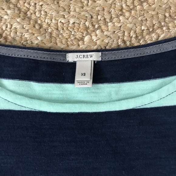 J crew mint green and navy Stripe Shirttale Dress! - Picture 3 of 5